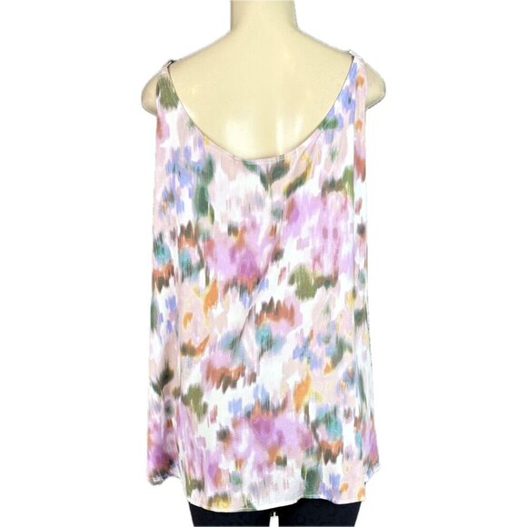 Torrid +5 Purple Multicolor Abstract Floral V-Neckline Woven Challis Camisole - Picture 4 of 6